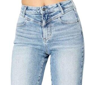 Judy Blue Stoked Yoke Front Retro Wide Fit Jeans In Light Blue Wash 24W NWT